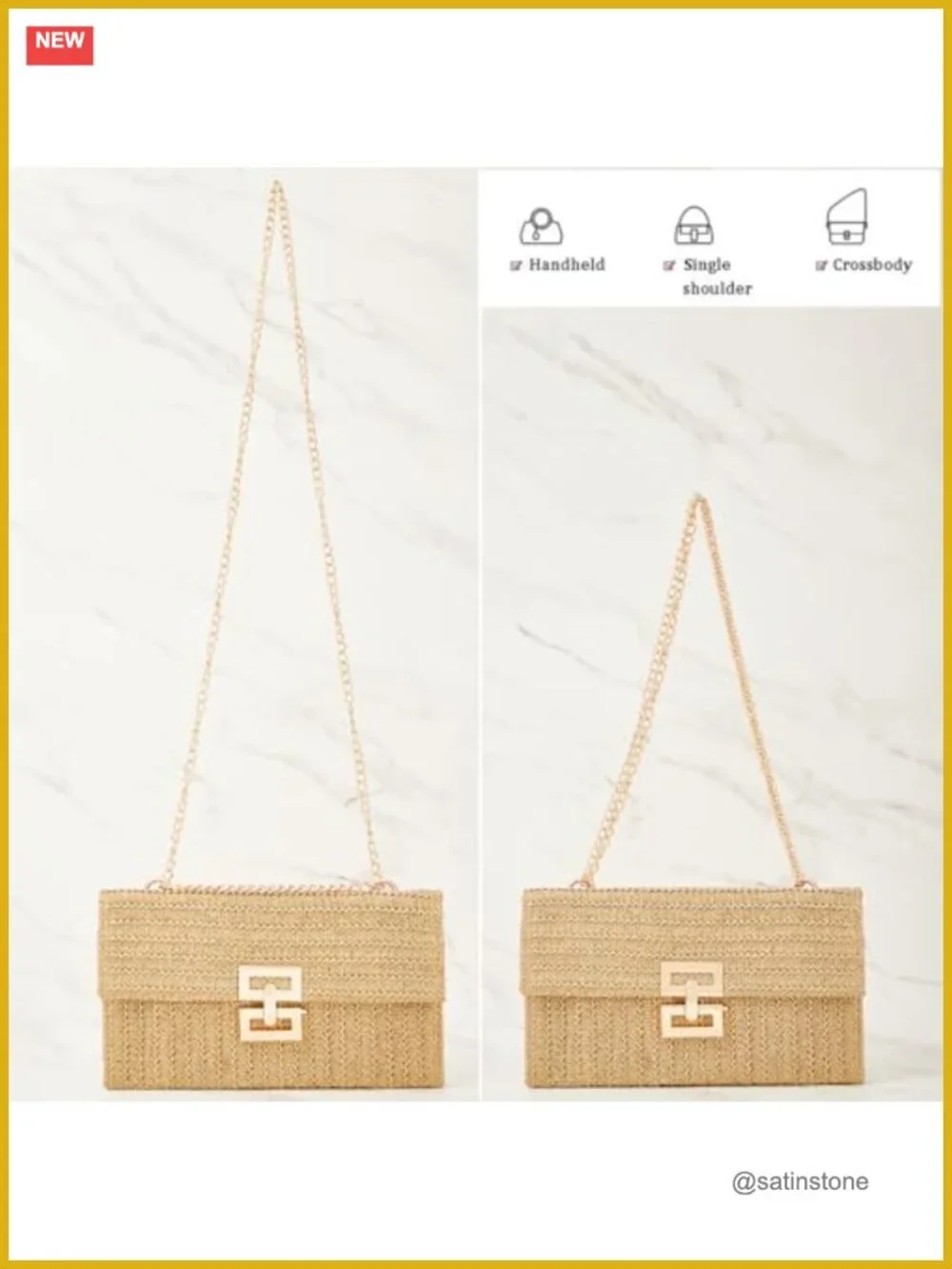 Woven Straw Clutch Purse Womens Crossbody Beach Summer Shoulder Bag